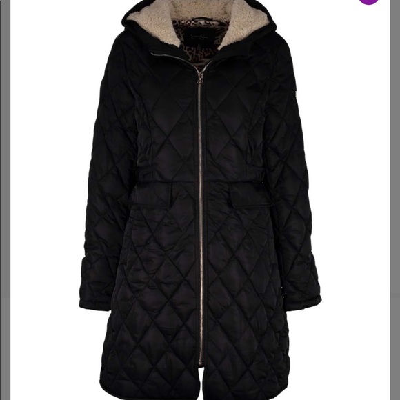 Jessica Simpson Faux Fur-Trim Hooded Quilted Coat - Picture 3 of 4